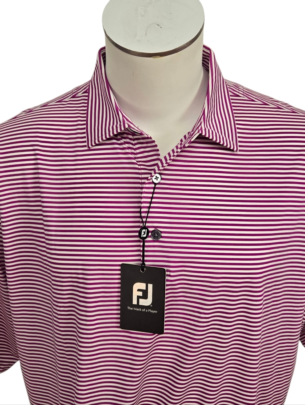NWT FootJoy Men's 2XL ProDry Performance Stretch Lisle Striped Golf Polo, Orchid